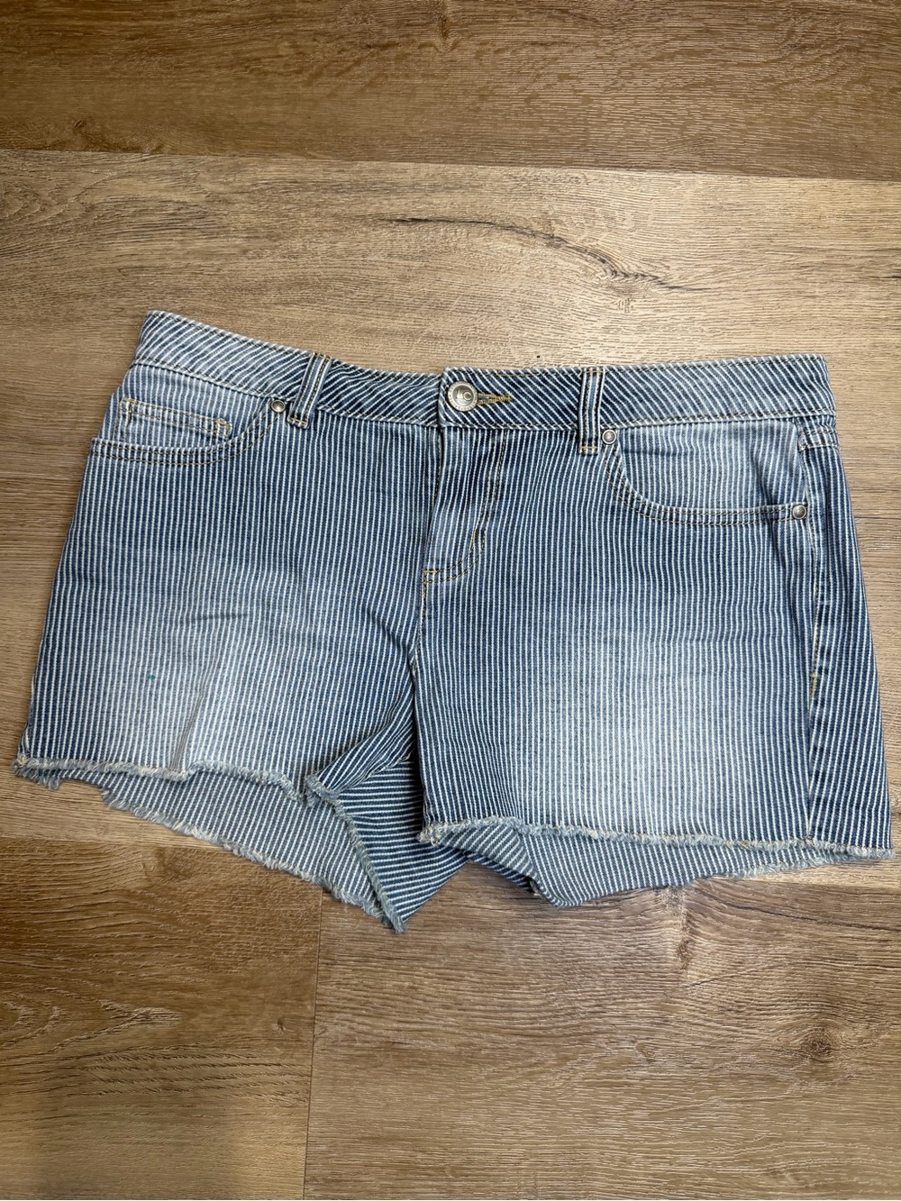 Lauren Conrad Striped Light Blue Denim Shorts